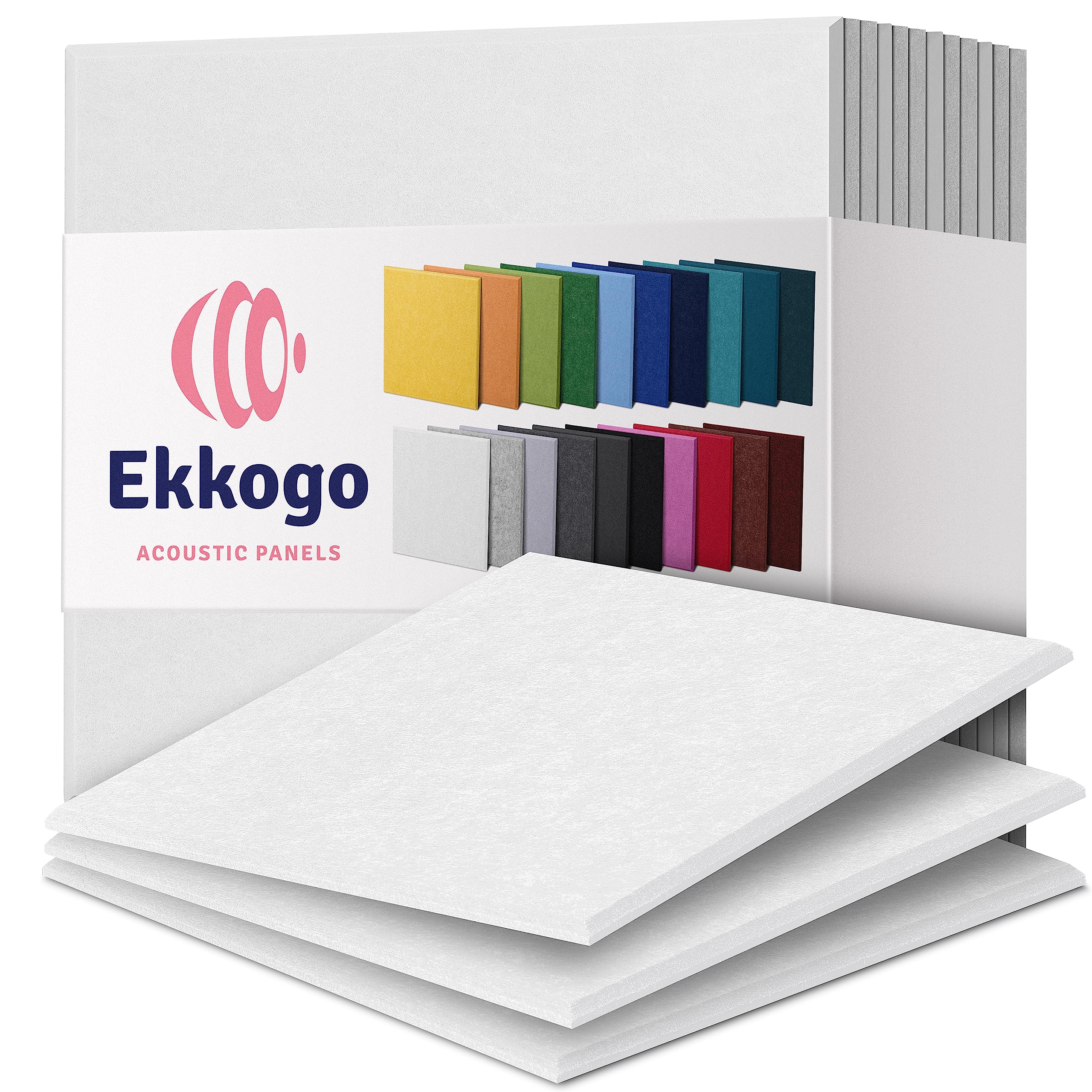 Ekkogo Acoustic Panels 12-Pack Self-Adhesive Soundproof Wall Panels